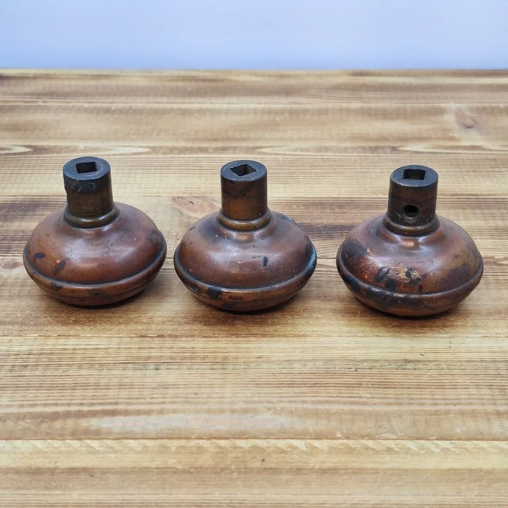 X3‎ Antique Ornate Embossed Door Knob Set Of 3 Metal Vintage Stamped Knobs